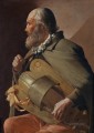 Hurdy Gurdy Player with a Ribbon ABC candlelight Georges de La Tour